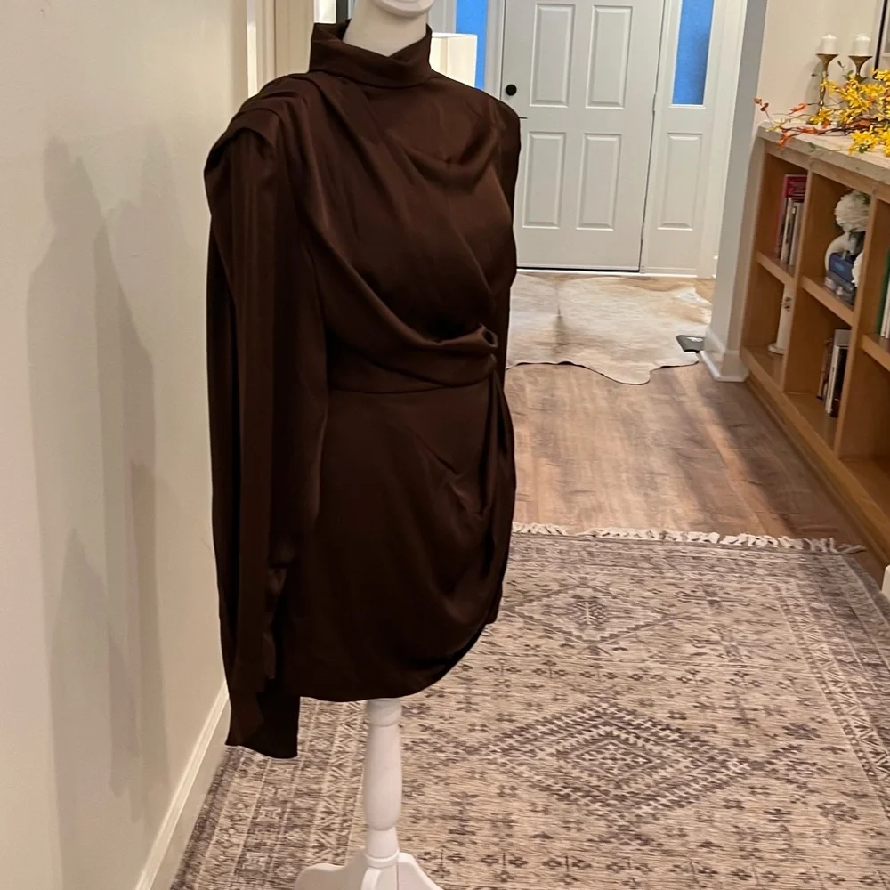Ronny Kobo - Elegant Brown Draped Dress - never been worn -  size: small - Picture 2 of 10